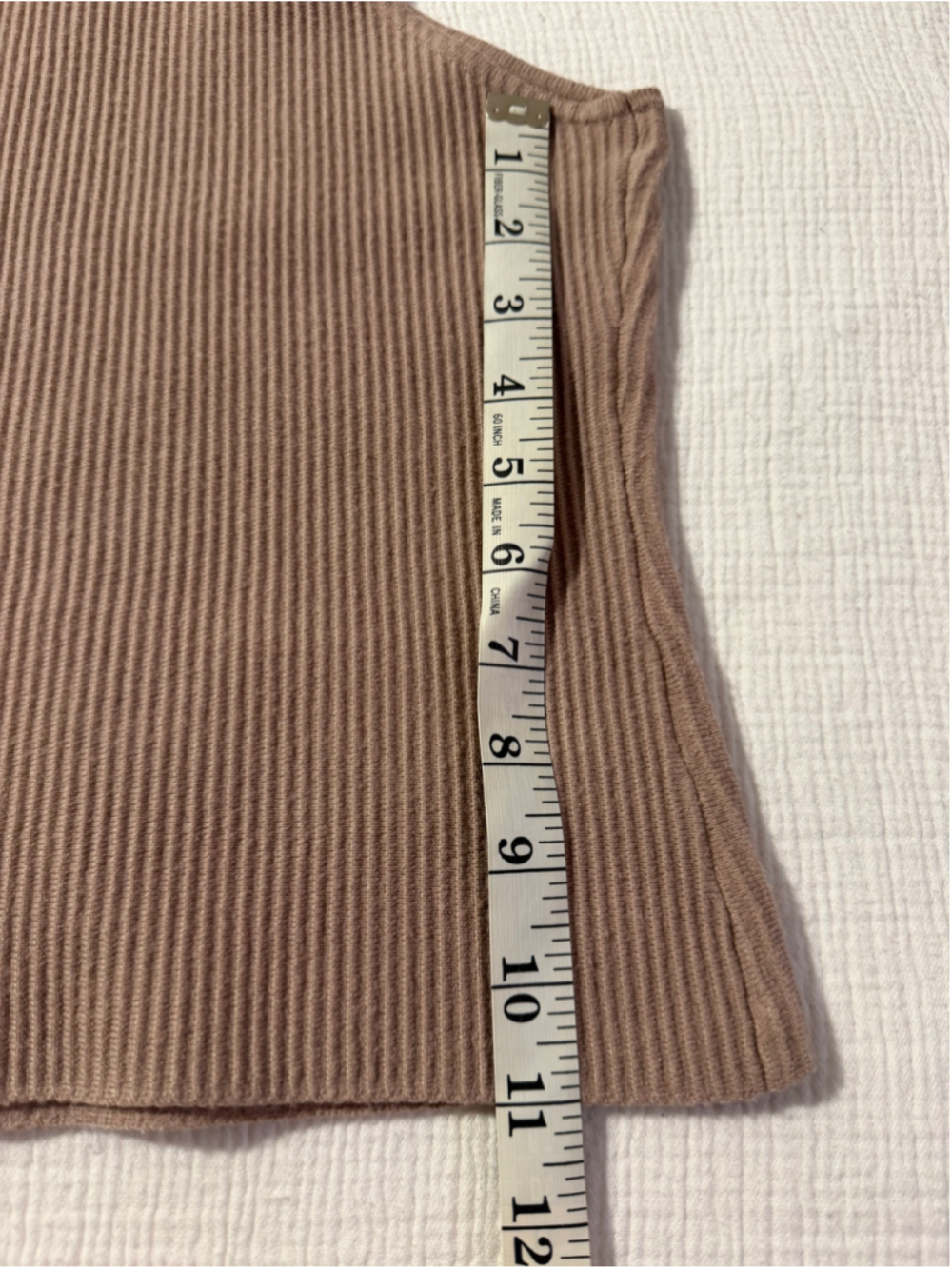 Marled Taupe Ribbed High Neck Sleeveless Knit Tank Top Large - Picture 5 of 7